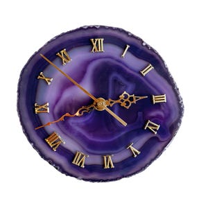 Agate clock, large agate wall clock, purple wall clock, living room clock, clock wall, birthday gift, agate disc clock, round wall clock, agate disc