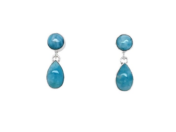 Larimar stud earrings, Larimar earrings, blue silver stud earrings, turquoise earrings, gemstone earrings, blue earrings, gift for her