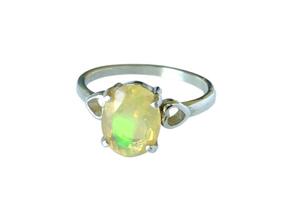 Opal ring silver, opal silver ring, Ethiopian opal ring, October birthstone ring, gemstone silver ring, solitaire opal ring, bright ring