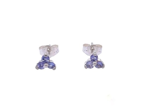 Tiny tanzanite stud earrings 925 silver, blue tanzanite earrings, fine tanzanite jewelry, women's earrings, dainty gemstone stud earrings