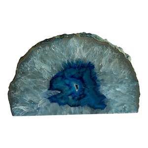 Agate tealight holder, candle holder, blue agate, agate stone, plant holder, blue geode, stone decor, crystal gift, gemstone decor