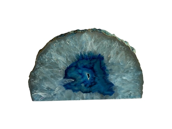 Agate tealight holder, candle holder, blue agate, agate stone, plant holder, blue geode, stone decor, crystal gift, gemstone decor