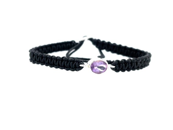 Macrame Bracelet, Macrame Jewelry, Amethyst Bracelet, Purple Bracelet, Amethyst 925 Silver, Boho Bracelet, February Birthstone, Gift