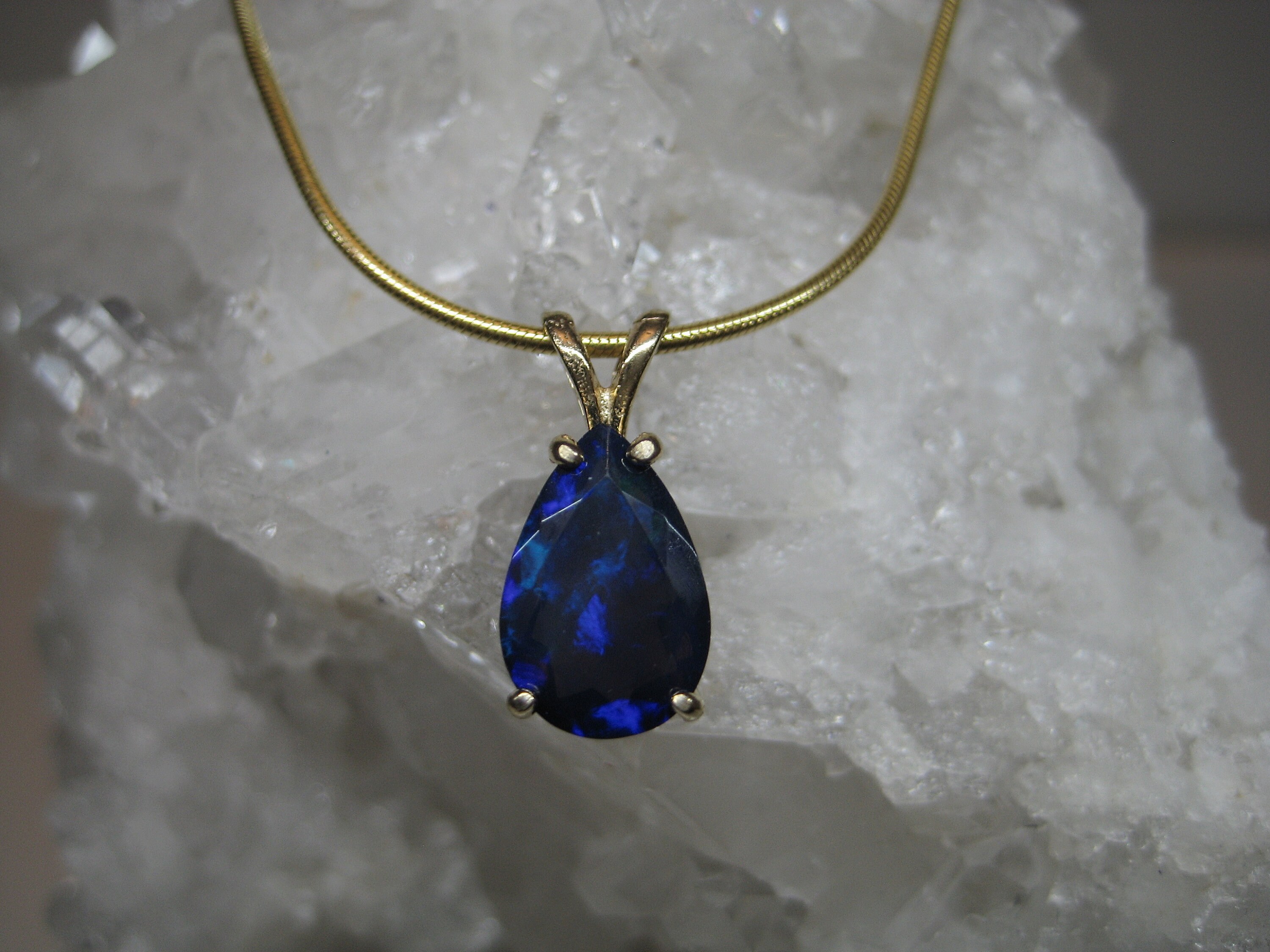 Black Opal Pendant, Genuine Opal Pendant, Dark Gemstone Pendant, Black