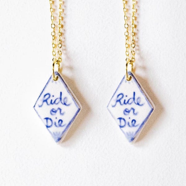 Ride or Die Best Friend Necklace Set | Best Friend Friendship Charms | Matching Friendship Necklaces| Best Friend Matching Necklace Gift