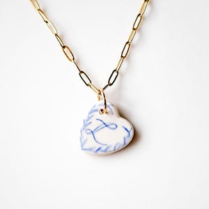 Initial Necklace Hand Painted Ceramic
