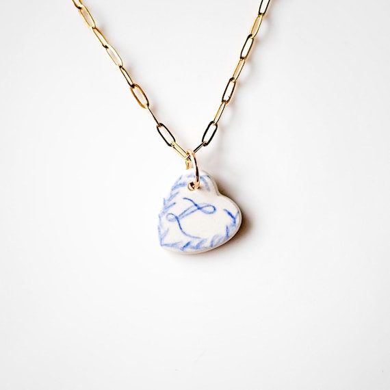 Initial Custom Hand Lettered Ceramic Necklace Charm | Custom Charm Necklace | Initial Jewelry | Custom Initial Charm Pendant Necklace
