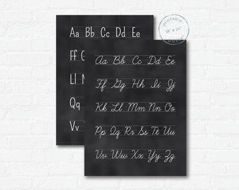 Cursive & Print Blackboard Alphabet Poster Printable Bundle | Kids Wall Art for Classroom or Homeschool | ABC Educational Poster