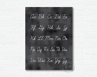 Blackboard Cursive Alphabet Poster Printable | Kids Wall Art | Classroom or Homeschool Decor | Kindergarten Handwriting Poster