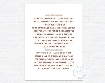 Minimal Books of the Bible Poster | White Boho Farmhouse Scripture Art | Christian Poster Old & New Testament | Memorize the Bible