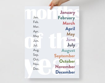 Months of the Year Classroom Poster or Homeschool | Calendar School Basics