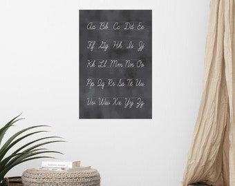 Extra- Large Cursive Alphabet Poster | Homeschool Decor | Classroom Decor | Cursive Handwriting Chart | School Wall Art | Kids Art Print