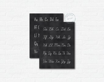 Cursive & Print Blackboard Alphabet Poster Printable Bundle | Kids Wall Art for Classroom or Homeschool | ABC Educational Poster