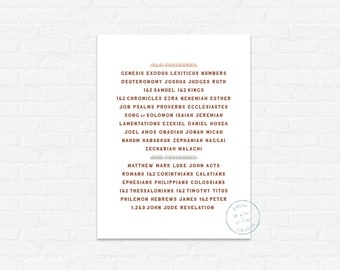 Minimal Books of the Bible Poster | White Boho Farmhouse Scripture Art | Christian Poster Old & New Testament | Memorize the Bible