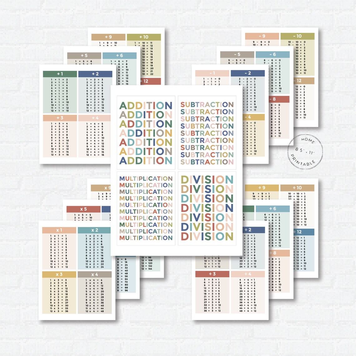 Printable Math Flashcards Homeschool Printables Addition, Subtraction ...