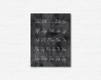 Cursive Alphabet Poster Paper | Homeschool Decor | Classroom Decor | Blackboard Alphabet Handwriting | School Wall Art | Kids Art Print