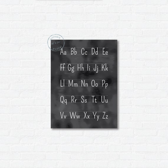 Blackboard Alphabet Poster Printable Kids Wall Art for Classroom