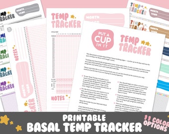 Printable Basal Body Temperature Tracker | 11 Color Options | Monthly & Yearly Pages | Fertility Journal, Fertility Tracker, PDF Download