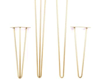 Brass Hairpin Leg, Gold Table Legs, Dining, Desk, Coffee Table Leg, Set of