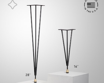 Black and Brass Hairpin Legs, Dining Table Legs, Coffee Table Legs, Set of 4
