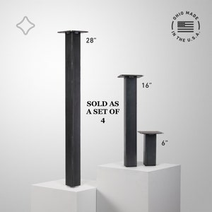 Metal Post Table Leg, 4&quot;-34&quot; Steel Table Legs, Set of 4