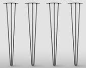 3 Rod Hairpin Legs Set of 4 Raw Steel or Stainless Steel, Mid Century Modern , DIY, Metal Table Legs, Hairpin legs
