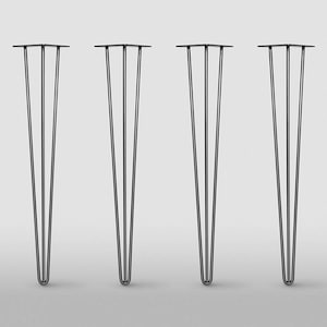 Heavy Duty 3ROD Hairpin Leg, Table Legs for Dining Table Desk Coffee Table Side Table End Table, Raw and Stainless Steel, Set of 4