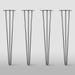 Heavy Duty 3ROD Hairpin Leg, Table Legs for Dining Tables and Desks, Available in Raw and Stainless Steel, Set of 4 