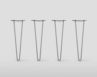 Hairpin Coffee Side Dining Table Legs, Nightstand, Work Craft Desk base, DIY furniture, Metal Raw Steel or Stainless Steel, Set of 4