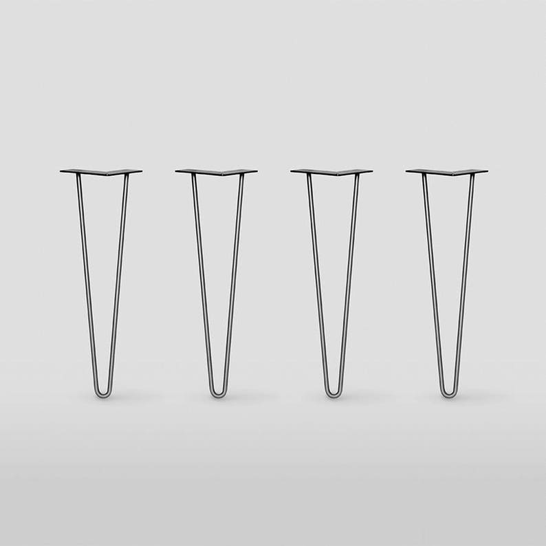 Hairpin Coffee Side Dining Table Legs, Nightstand, Work Craft Desk base, DIY furniture, Metal Raw Steel or Stainless Steel, Set of 4 image 1