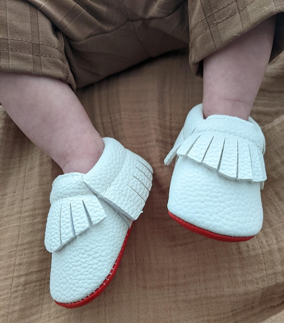 Red Bottom Baby Moccasin Shoes Red Bottom Louboutin Style Red 