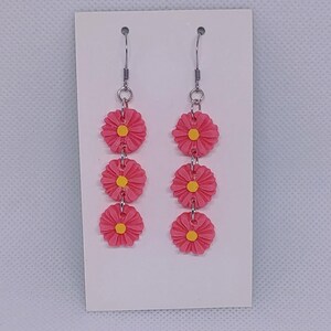 Pink Daisy, Dangle, Earrings