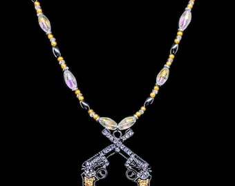 Duelo, joyas, revólveres, collares, joyas, estilo occidental, accesorios, bisutería, aniversarios, Navidad, cumpleaños y regalos para ella.
