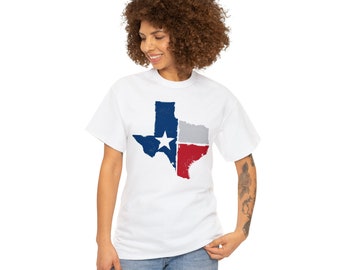 Staat Texas en vlag uniseks zwaar katoenen T-shirt, cadeau Texas, Texas, schattig shirt, shirt Texas, shirt vlag Texas staat