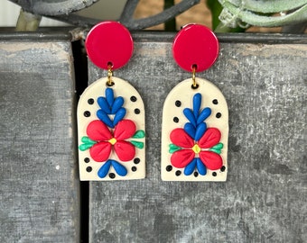 Red and Blue Fiesta Earrings, Fiesta earrings, Cinco de Mayo Earrings, Cute Earrings, Fun Earrings