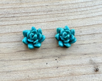 Succulent Stud Earrings, stud earrings, succulent earrings, floral, green, fun, simple