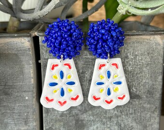 Cute Fiesta Earrings, Fiesta Earrings, Cinco De Mayo, Fun Earrings, Picado Earrings, Clay Earrings