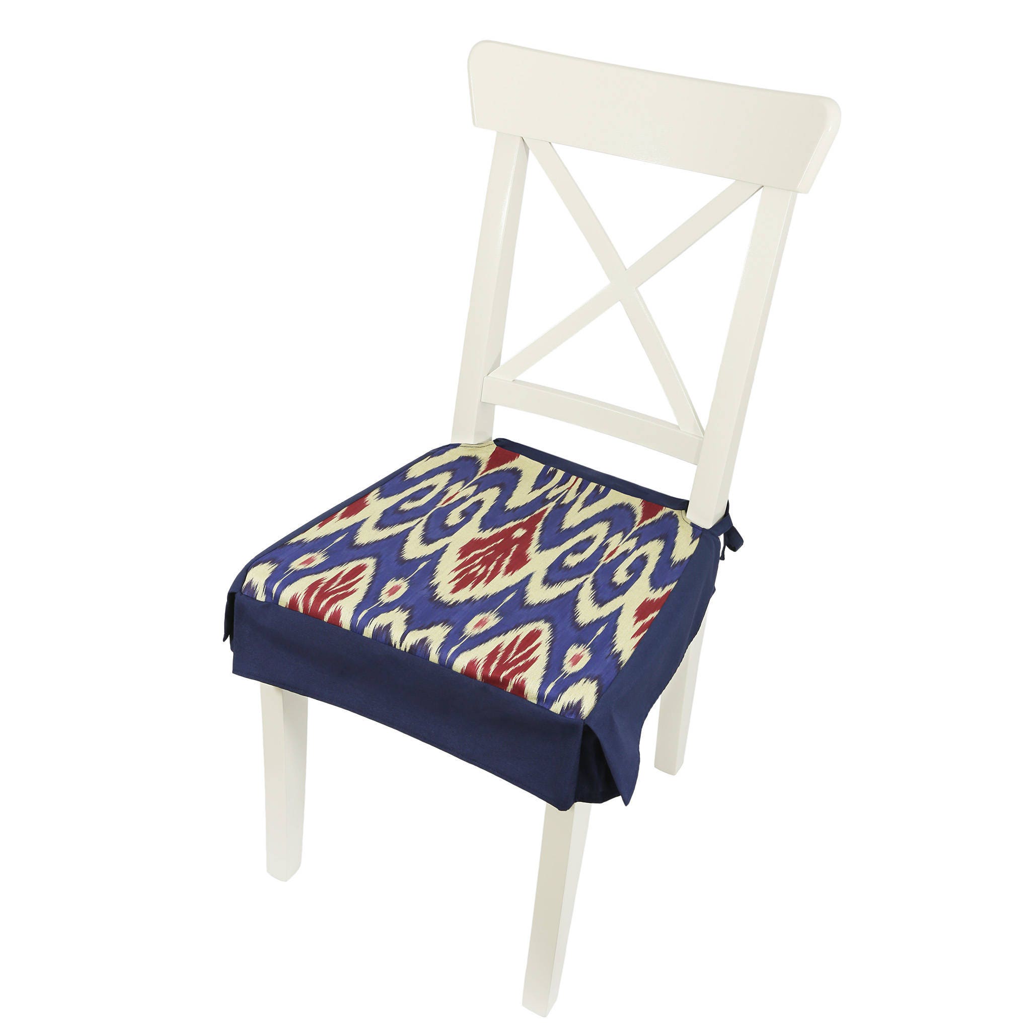 Blue Red Ikat Dining Chair Seat Cover Bohemian Kitchen Canada - Kitchen Chair Seat Covers Canada