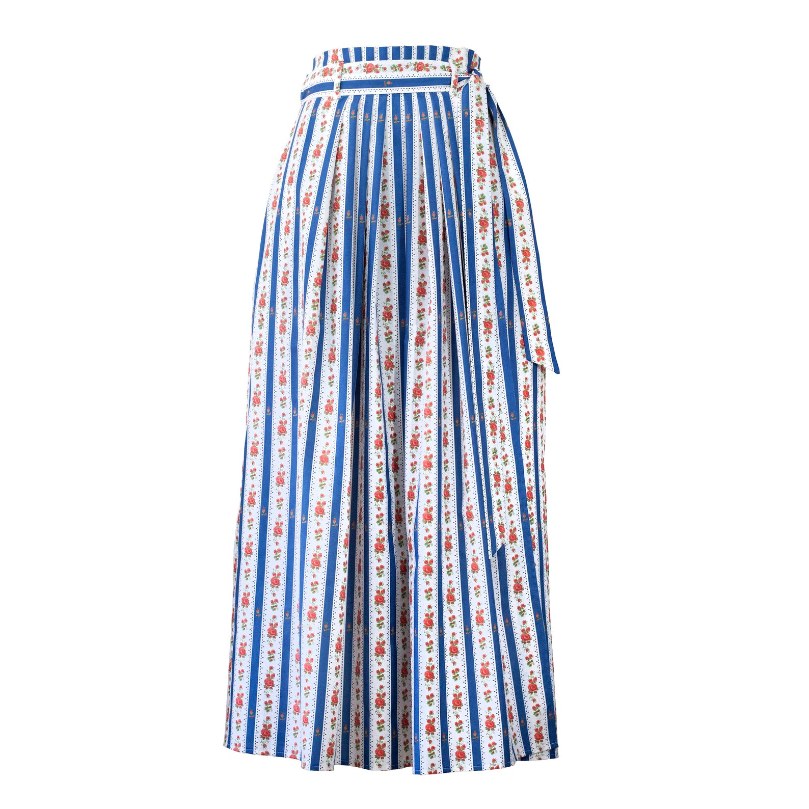 Blue Striped Cotton Maxi Wrap Skirt Long High Waisted Etsy