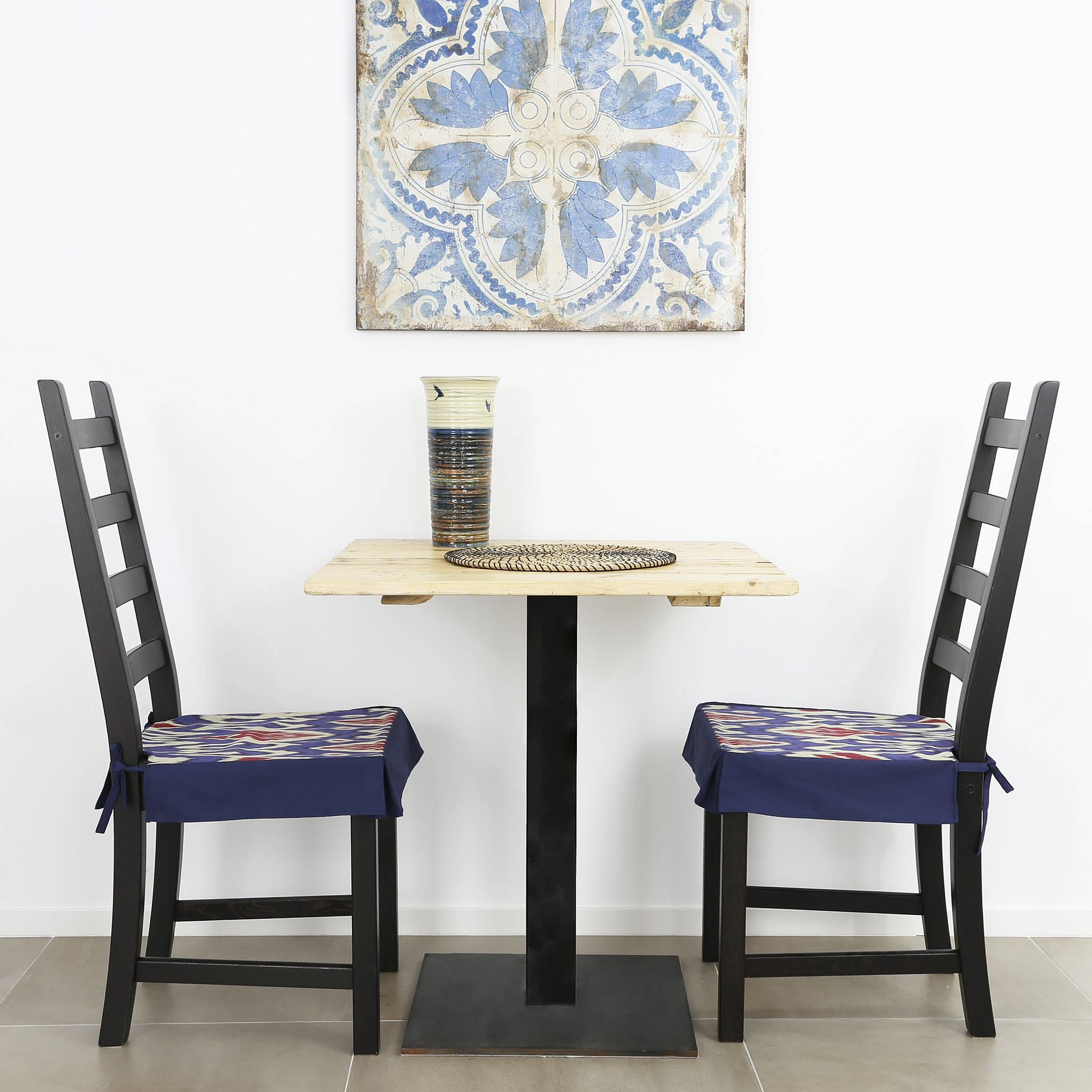 Blue & Red Ikat Dining Chair Seat Cover Bohemian Kitchen - Etsy