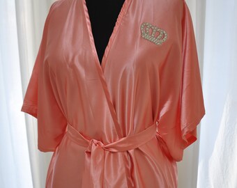Satin & Luxe Cotton Dressing Gown, Personalized with Your Special Stones Dressing Gown, Mother's Day Gift, Luxurious Comfort Home Wear