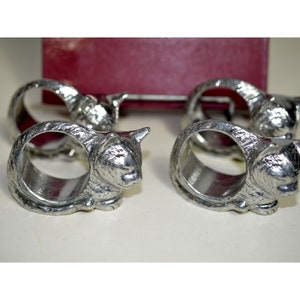 4er Set Vintage Katzen Serviettenhalter Arthur Court California Designer Brand New in Box