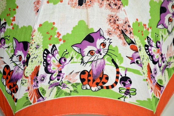 Vintage 1950s Childs Parasol with Cats,Birds and … - image 6