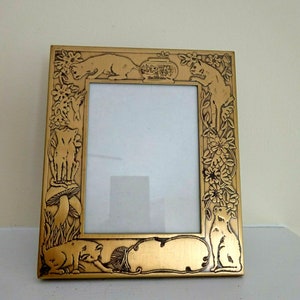 Vintage Art Nouveau Brass Cat Motif Frame