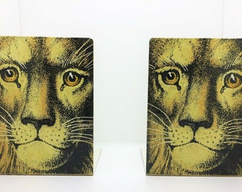 Authentic 1960s Piero Fornasetti  Vintage Cat Lion Face Bookends -