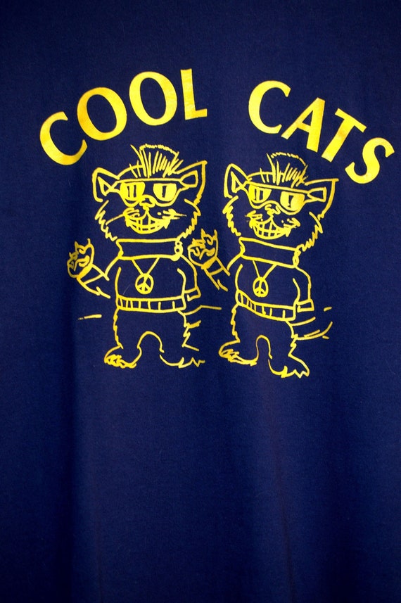 Vintage 1980s Cat T Shirt "Cool Cat"  Mens XL