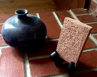 The Divine Potter: Incantation Describing the Divine Craftsmanship of a Vessel, Sumerian Cuneiform Clay Tablet, Unique Home Decor