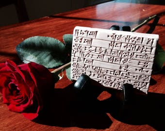 Honoring the Departed: Handmade Replica Clay Tablet with a Passage from the Sumerian Elegy of Nawirtum