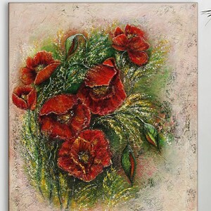Poppies, Abstract Acrylic Painting 40x50 Acrylic Painting Abstract Unique Acrylic Painting on Canvas Art Painting Abstract Artwork Wall Decoration