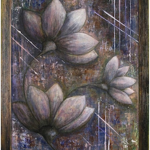 Lotus flowers, abstract acrylic painting 34x44 acrylic painting abstract unique acrylic painting on canvas art painting abstract artwork wall decoration